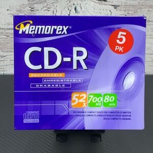 Memorex CD-R 700MB 5-Pack Recordable‎ Compact Discs 80 min Audio Data Sealed